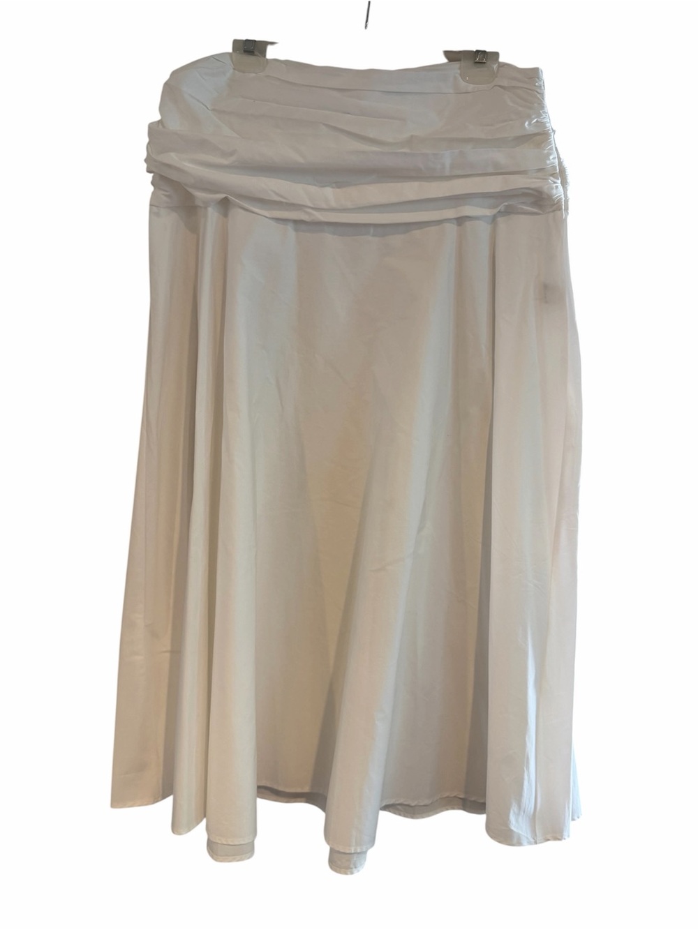 Zara White Maxi Skirt with Gathered Waist & side zip closure size XL